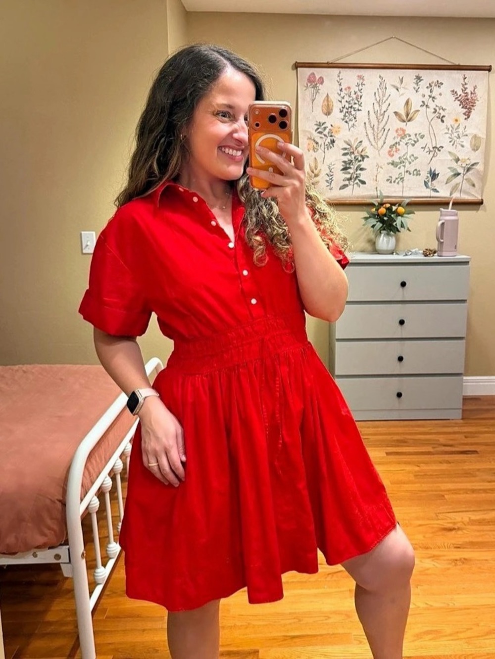 J.Crew Cotton Elena Mini Shirt Dress in Red Size 8 Tall Like New